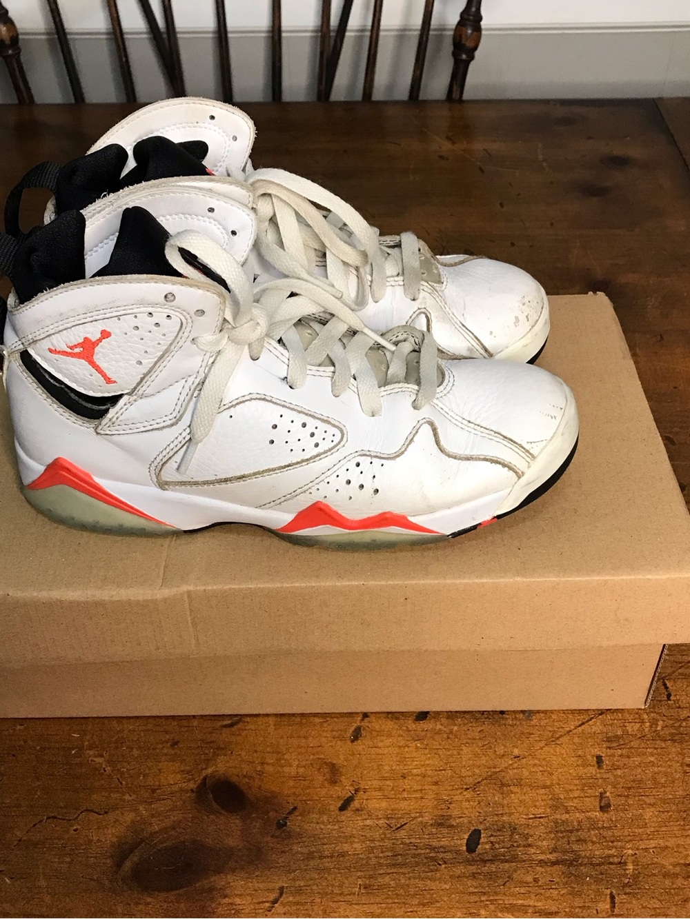 New Jordan Air Jordan 7 Retro Size Boys 5Y White Infrared Black Shoes DQ6040-160